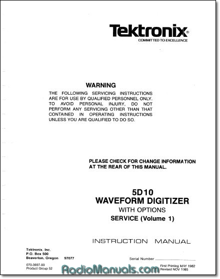 Tektronix 5D10 Service Manual Vol 1 Tektronix 5D10 Service Manual Vol 1